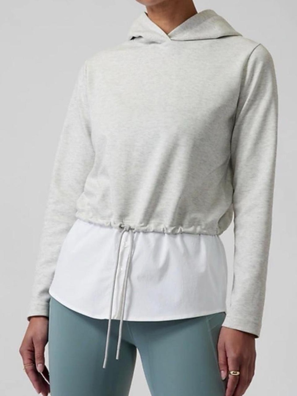 Athleta Top Shirt Gallery Layered Hoodie Pullover